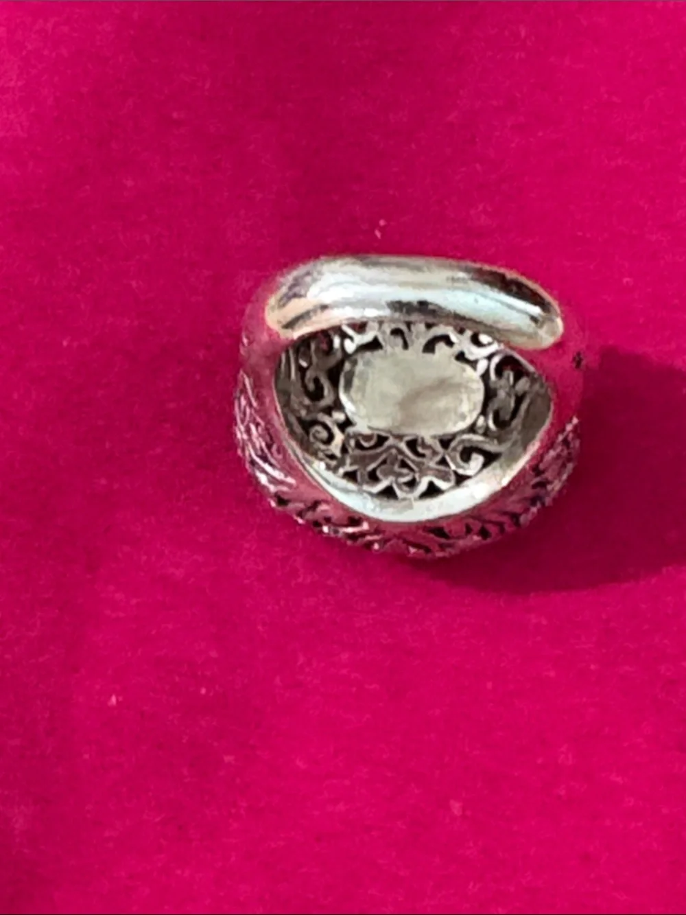 Phillip Gavriel Silver Filigree Ring with green Gemstone